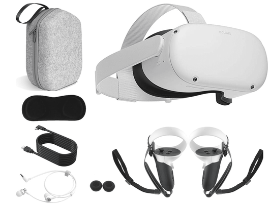 2022  Quest 2 All-In-One VR Headset with Touch Controllers, 256GB SSD, 3D Audio,Holiday Bundle: Marxsol Carrying Case, Earphone,10Ft Link Cable, Grip Cover,Knuckle & Hand Strap Lens Cover