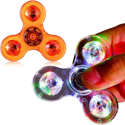 2PACK Fidget Sensory Toy,Crystal Rainbow Pattern Light up Finger Spinning Toy for ADHD and Autism,Relax Therapy Stress (Red)